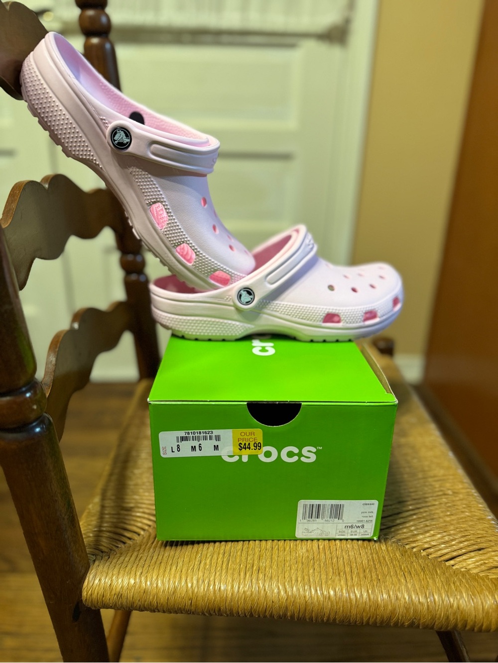 CROCS Classic Clog in Light Pink and White